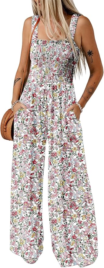 Dokotoo Printed Wide Leg Sleeveless Romper
